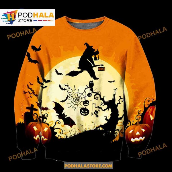 Halloween Bear Witch Funny Women Men AOP Shirt 3D Hoodie Sweatshirt