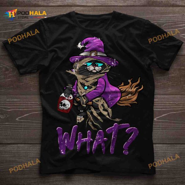Halloween Cat Witch Cat Riding Broom Witch Broom Halloween Shirt Hoodie