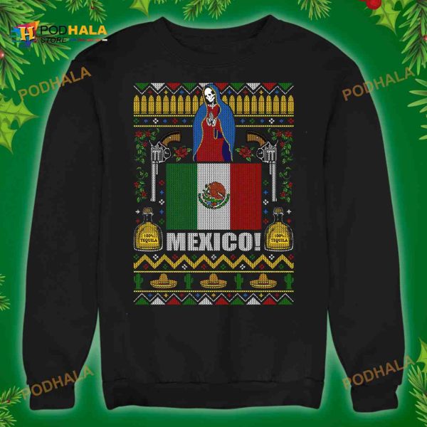 Halloween Devil Skull Bottle Of Tequila Mexico Flag Shirt Hoodie