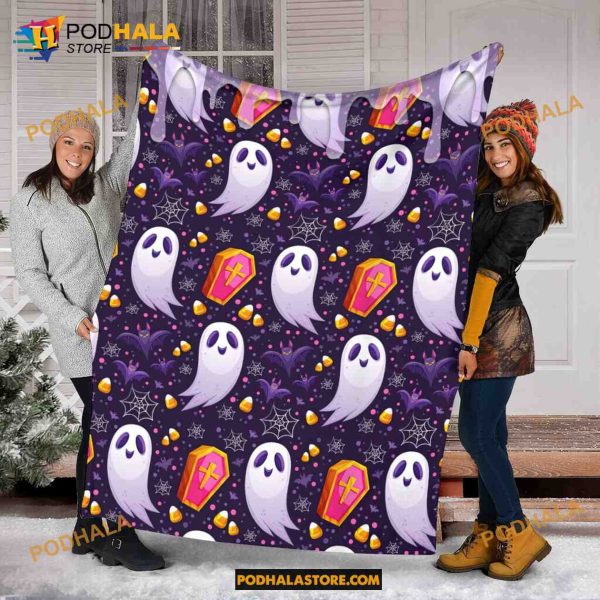 Halloween Goth Blanket, Halloween Fleece Blanket, Skull Halloween Blanket