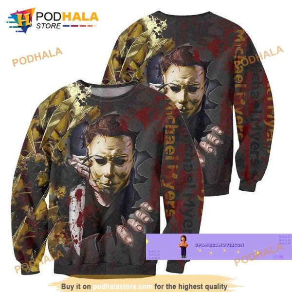 Halloween Horror Movie Michael Myers 3D Zip Hoodie, Sweatshirt