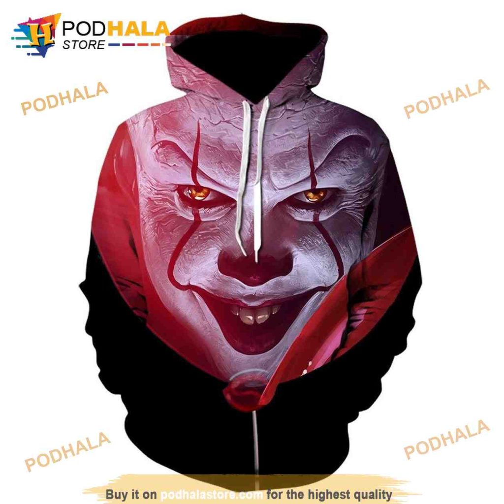 Sinister Horror Character 3d Hoodie With Eerie Expression And Dark Aesthetic Sinister Horror Character 3d Hoodie With Eerie Expression And Dark Aesthetic