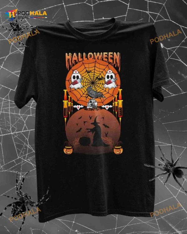 Halloween Nurse Witch Costume Nursing The Job White Ghost Nurse Costume Shirt