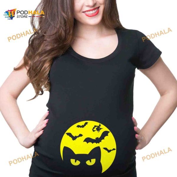 Halloween Pregnancy Costume T-shirt Halloween Cat Maternity Halloween Costume Tee Shirt