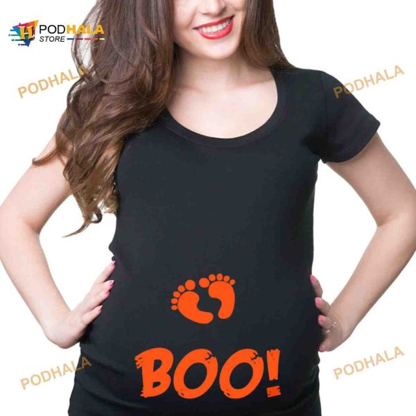 Halloween Pregnancy Tee Maternity Boo Halloween Costume Shirt For Women