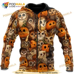 Halloween Pumpkin And Owl 3D Hoodie