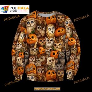 Halloween Pumpkin And Owl Women Men Aop Shirt 3d Hoodie Sweatshirt 2