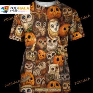 Halloween Pumpkin And Owl Women Men Aop Shirt 3d Hoodie Sweatshirt 3