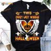 Halloween Pumpkin Bone Hand This Crazy Lady Wheelie Halloween Shirt