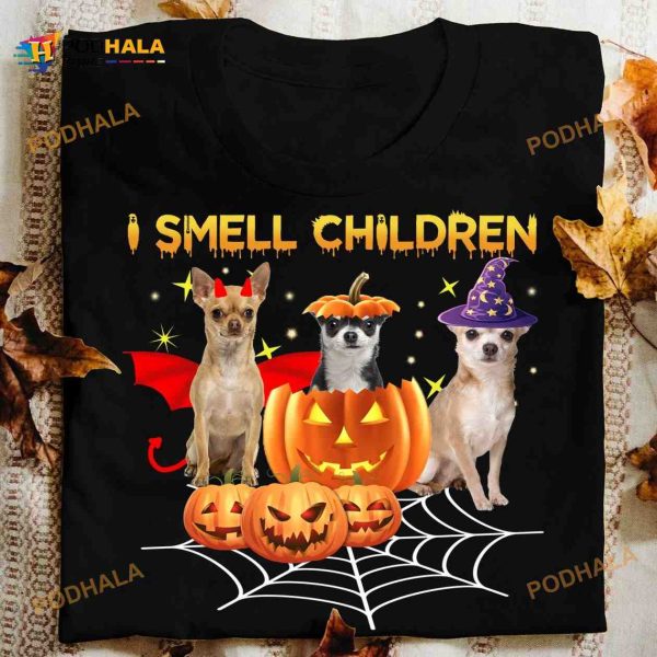 Halloween Pumpkin Chihuahua Halloween Costume I Smell Children Shirt