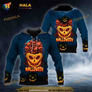 Halloween Pumpkin Skull 3D Hoodie