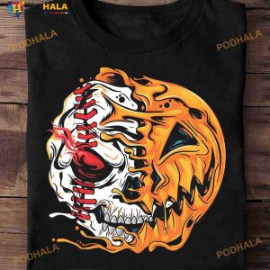Halloween Pumpkin Skull Zombie Pumpkin Baseball Skull Shirt