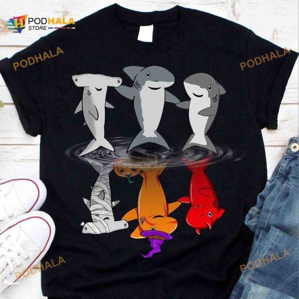 Halloween Shark Costume Halloween Witch Cute Shark Family Shirt