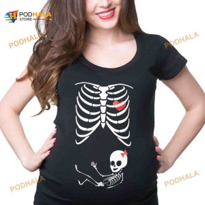 Halloween Skeleton Baby Girl Maternity Bow Halloween Costume Shirt