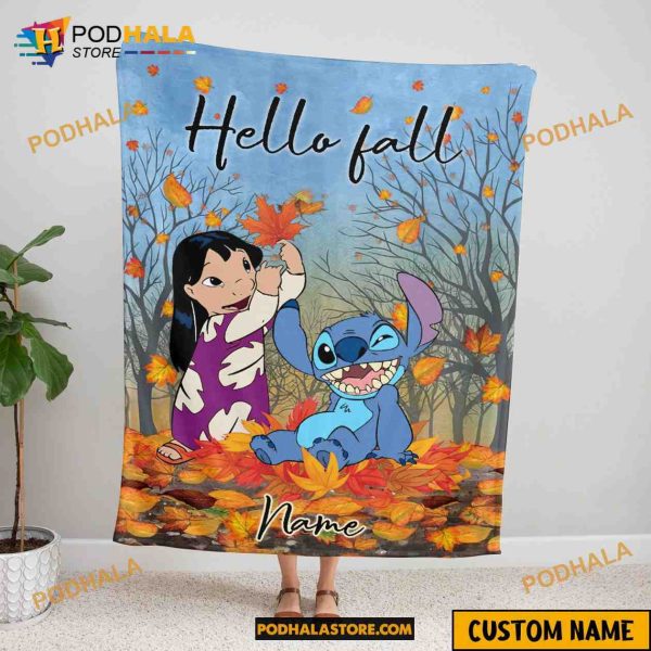 Halloween Stitch And Lilo Blanket, Custom Name Stitch Halloween Blanket
