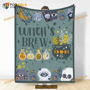 Halloween Witch's Brew Fleece Blanket, Halloween Autumn Blanket Halloween