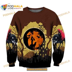 Halloween Wolf And Witch Women Men Aop Shirt 3d Hoodie Sweatshirt 2