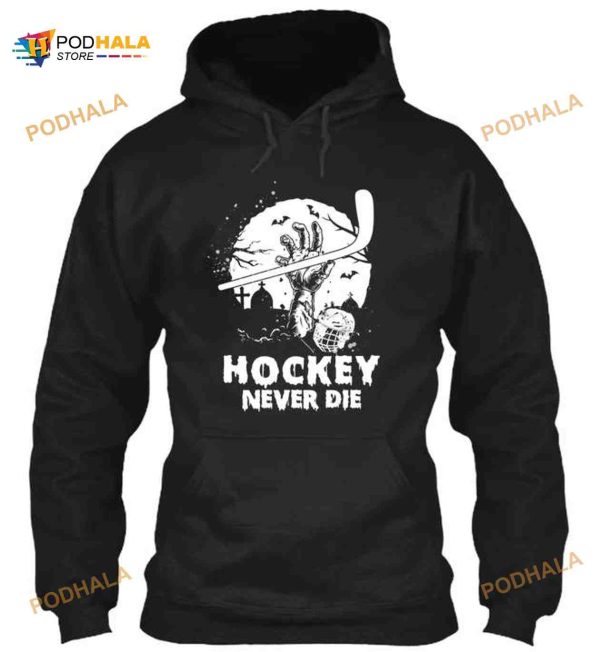 Halloween Zombie Hockey Halloween Costume Hockey Never Die Shirt