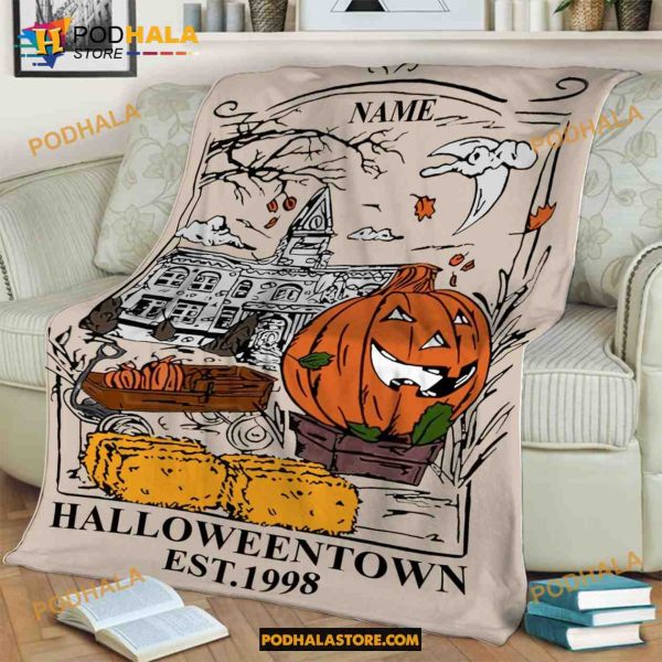 HalloweenTown 1998 Halloween Blanket, Pumpkin Fall Quilt, Fall Bedroom Decor