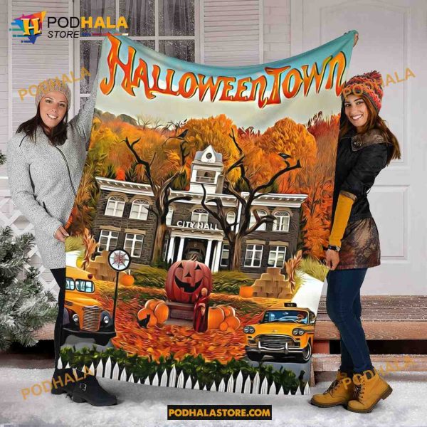 Halloweentown Fleece Blanket, HalloweenTown 1998 Halloween Blanket, Pumpkin Fall Quilt