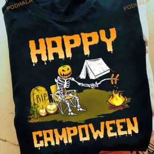 Happy Campoween Halloween Gift For Camper Skull Go Camping Shirt