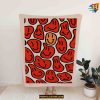 Happy Face Positivity Retro Smiley Face Fleece Blanket, Quilt, Christmas Gifts