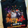 Happy Hallothankmas Happy Halloween Horse With Witch Hat Merry Christmas Shirt
