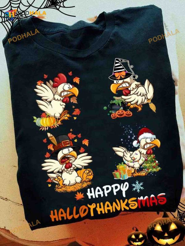 Happy Hallothanksmas Christmas Day Gift Halloween Chicken Costume Shirt