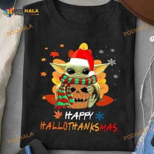 Happy Hallothanksmas Halloween Pumpkin Yoda Star War Shirt