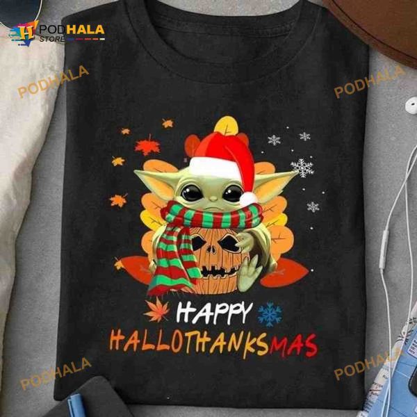 Happy Hallothanksmas Halloween Pumpkin Yoda Star War Shirt