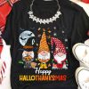 Happy Hallothanksmas Occasions Garden Gnome Merry Christmas Happy Halloween Shirt
