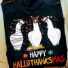 Happy Hallothanksmas White Llama Costume Christmas Day Gift Halloween Llama Costume Shirt