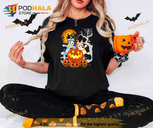 Happy Halloween Bluey Shirt, Wich Bluey Scary Pumpkin Halloween Costume Gift