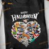 Happy Halloween Disney Character Heart Shaped Skeleton Shirt Hoodie
