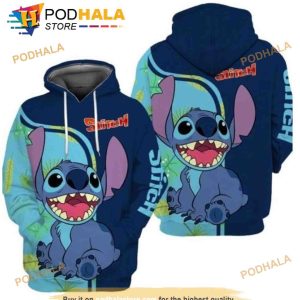 Happy Stitch Blue All Over Print 3D Hoodie, Christmas Gifts