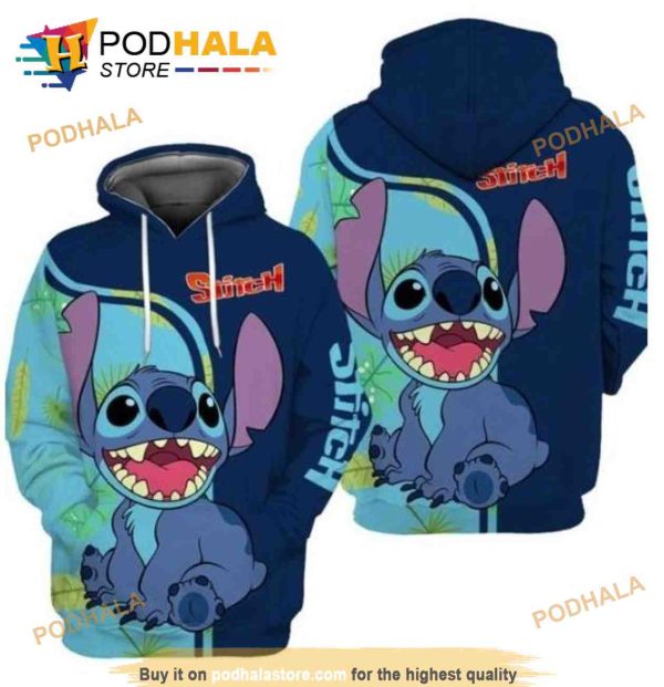 Happy Stitch Blue All Over Print 3D Hoodie, Christmas Gifts