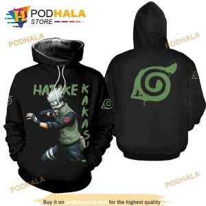 Hatake Kakashi Konoha Symbol Naruto Anime Manga 3D Hoodie, Christmas Gifts