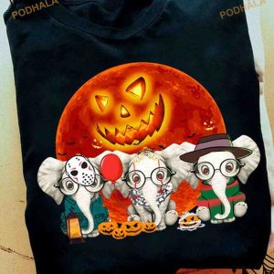Haunted Moon Elephant Horror Movies Halloween Shirt