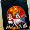 Haunted Red Moon Horses Pumpkins Horror Movies Halloween Shirt