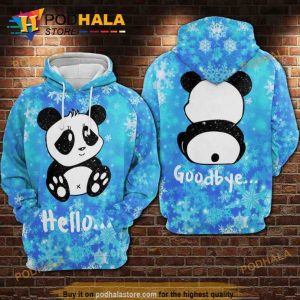 Hello And Goodbye Panda Over Print 3D Hoodie, Christmas Gifts