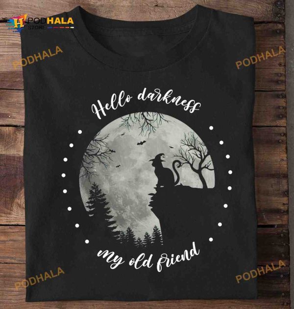 Hello Darkness My Old Friend Halloween Monkey Witch Halloween Shirt