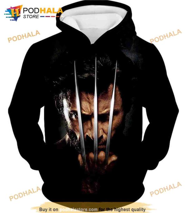 Hero Wolverine Marvel Cinematic Promo Black AOP 3D Hoodie, Sweatshirt, Shirt