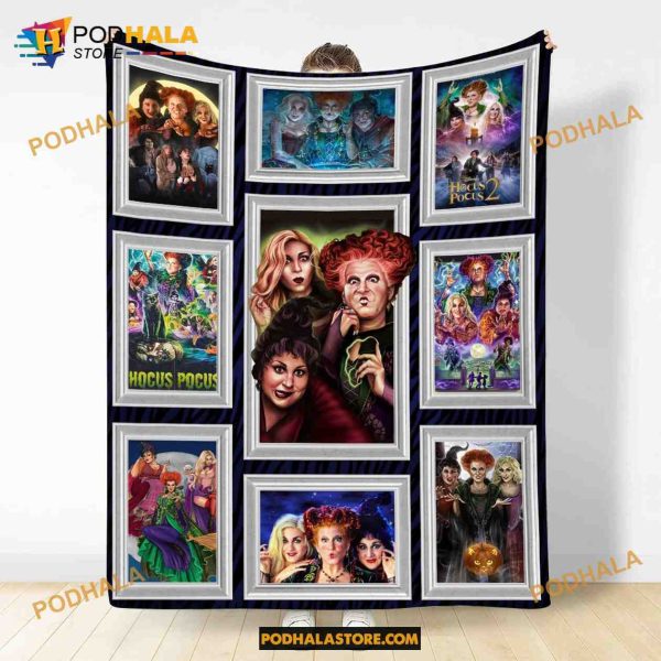 Hocus Pocus Witch Fleece Blanket, Sanderson Sister Quilt, Hocus Pocus Blanket