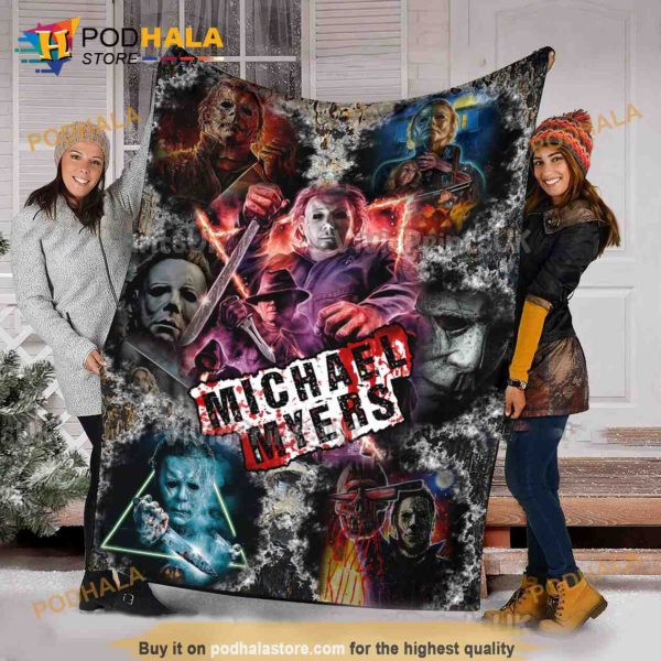 Horror Character Micheal Myers Blanket, Scary Movie Watching Blanket, Halloween Quilt