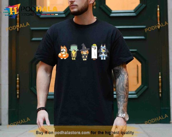 Horror Characters Halloween Bluey Costume Shirt, Matching Family TShirt