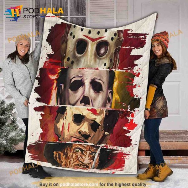 Horror Halloween Movie Fleece Blanket, Michael Myers Blanket, Horror Characters Quilt