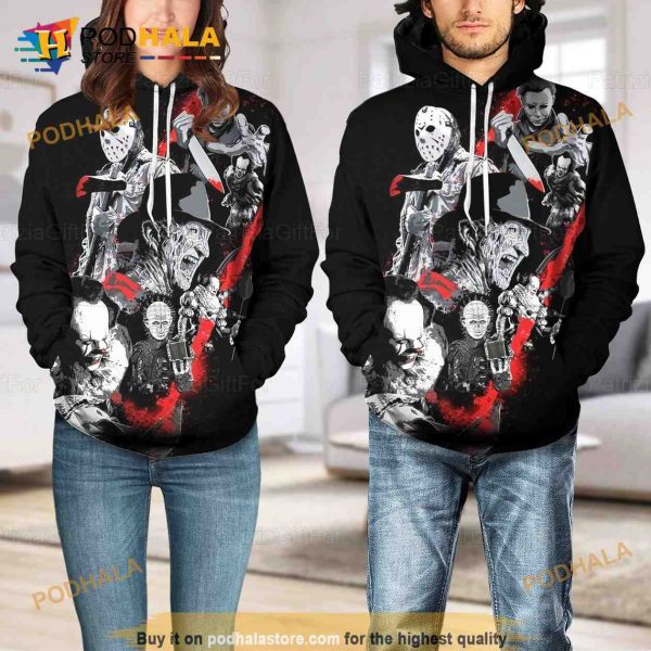 Horror Movie Character Halloween 3D Hoodie All Over Printed, Michael Jason Freddy