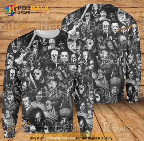 Horror Movie Characters Halloween 3D Hoodie, Halloween Shirt, Sweatshirt