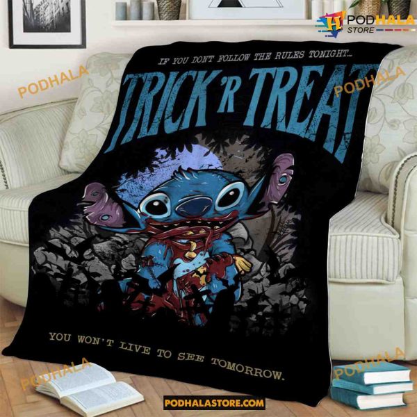 Horror Stitch Halloween Blanket, Stitch Halloween, Halloween Gift For Family