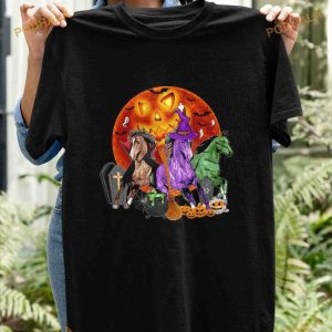 Horse Witch Haunted Red Moon Halloween Shirt